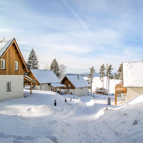 Cosy up at this cabin during the snowy season