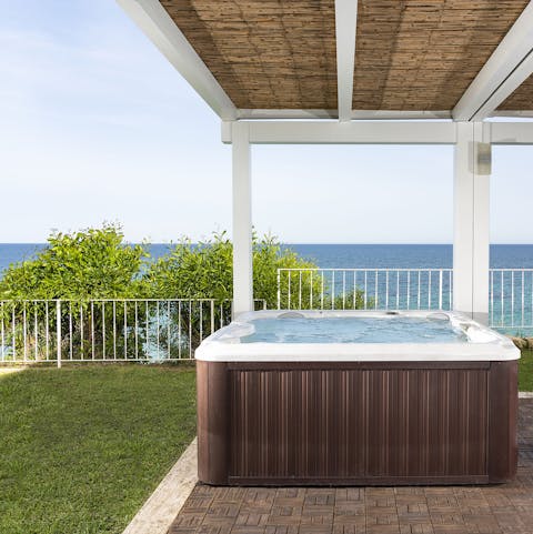 Treat yourself to a long, luxurious soak in the hot tub