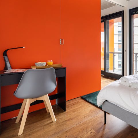 Catch up on projects at the dedicated work space