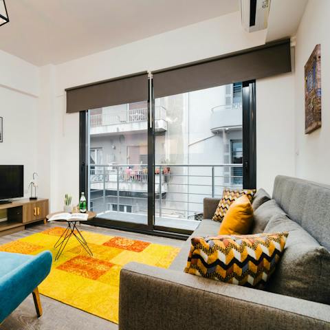Relax in the living area with a Greek coffee and a catch up
