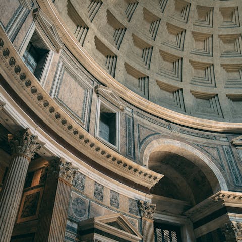 Marvel at the magnificent Pantheon – an eight-minute walk from your door