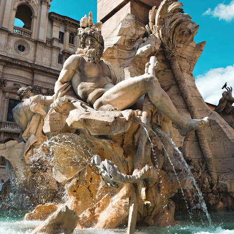 Take a two-minute stroll to the Piazza Navona and the Fountain of Four Rivers