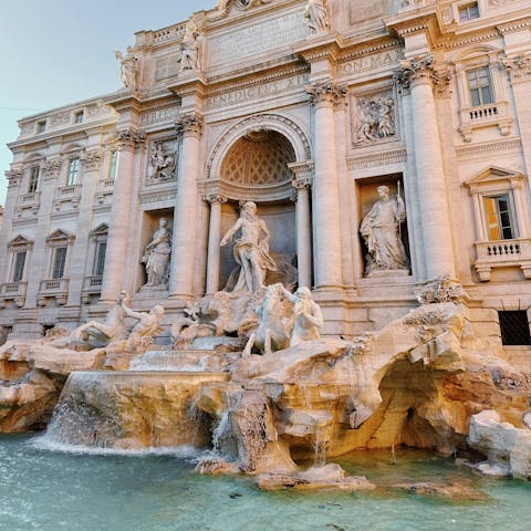 Begin your adventures at the Trevi Fountain, ten minutes on foot