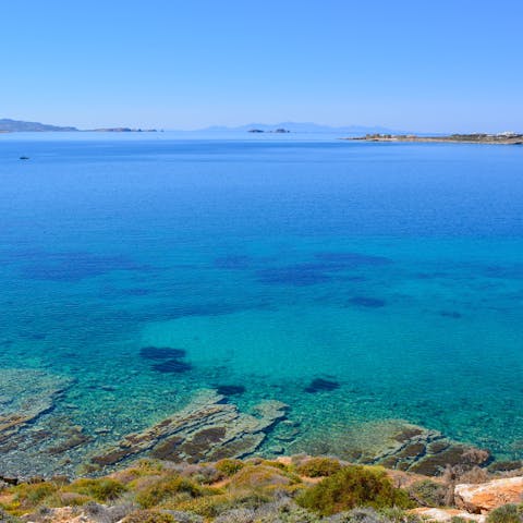 Spend the day sunning up at the island's most beautiful beach, just a five-minute drive away