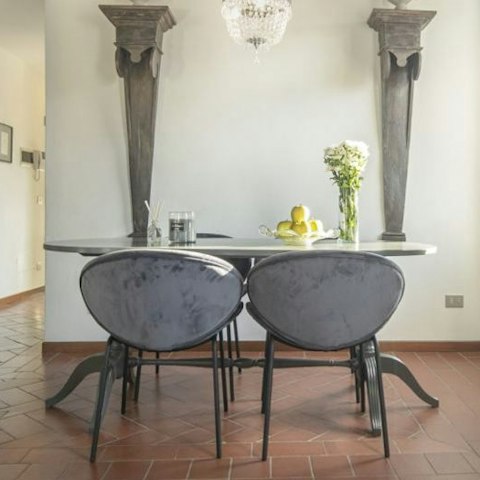 Enjoy an espresso and plan the day's activities at the dining table