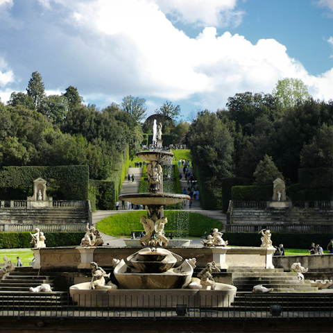Take a five minute stroll to Palazzo Pitti and wander round the majestic Boboli Gardens