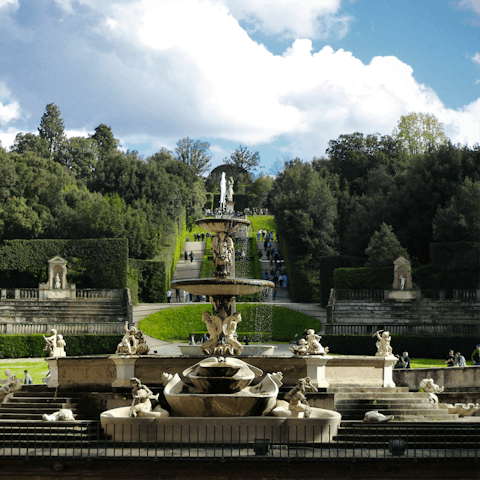 Take a five minute stroll to Palazzo Pitti and wander round the majestic Boboli Gardens
