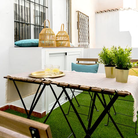 Enjoy cool Spanish lemonade out on your private balcony