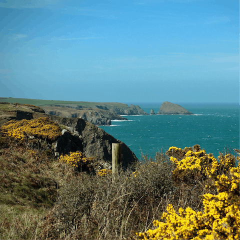 Enjoy bracing walks along the coast, just an eleven-minute drive away