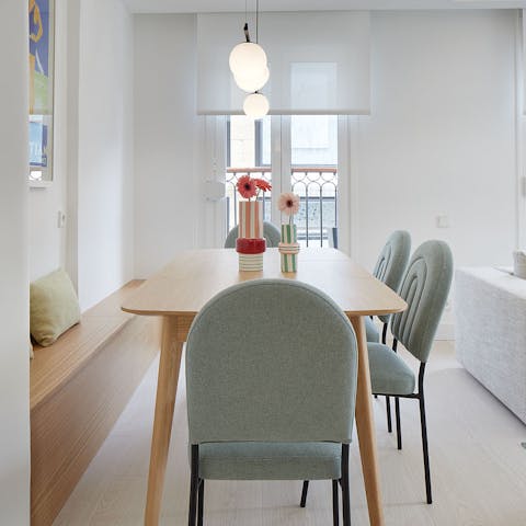 Begin each morning with a cup of coffee and a Spanish omelette around the dining table