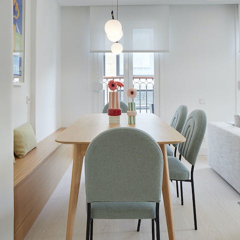 Begin each morning with a cup of coffee and a Spanish omelette around the dining table