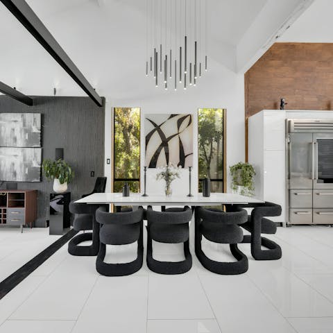 Host lavish dinners in the stylishly designed dining area