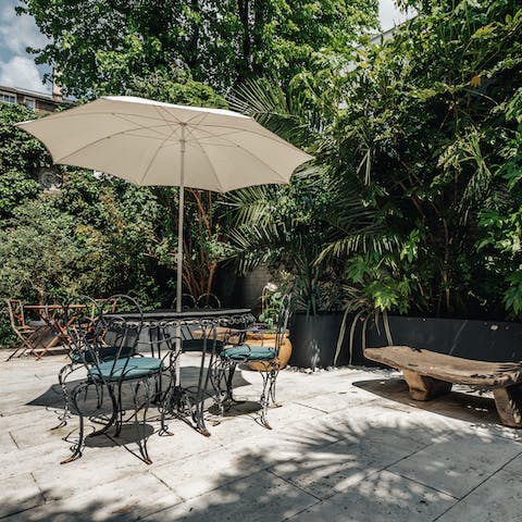 Sit outside with a cup of breakfast tea or an evening brandy