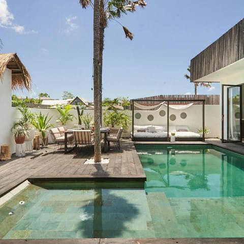 Cool off in the private pool, or lounge on the sunbeds