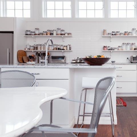 Have a night off from the local Italian restaurants and eat in the light-filled dining area