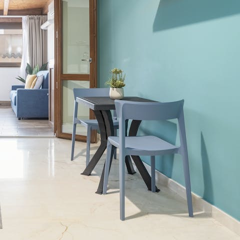 Enjoy a morning espresso in the kitchen before heading to the beach