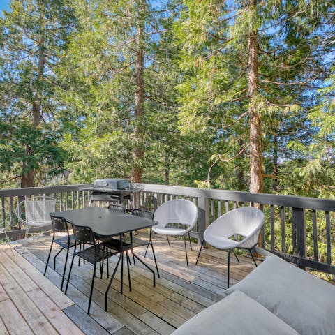 Listen to the forest birdsong on the deck