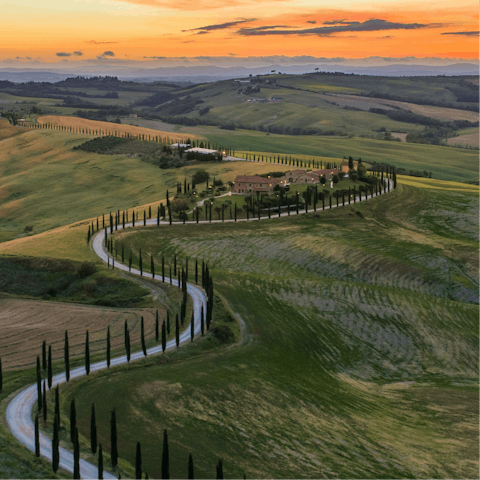 Wind your way through olive groves and rolling hills to this home in the Tuscan countryside