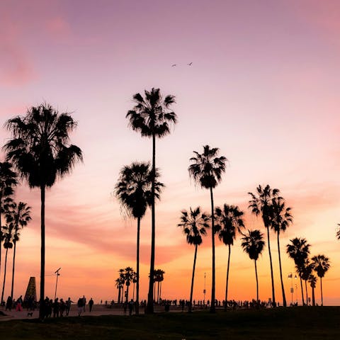 Explore Venice beach, a six-minute drive away