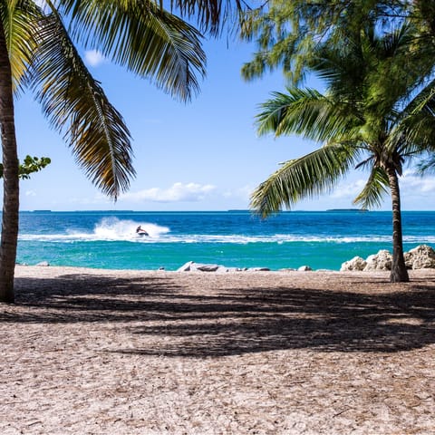 Drive to Bean Point Beach and spend the day under palm trees
