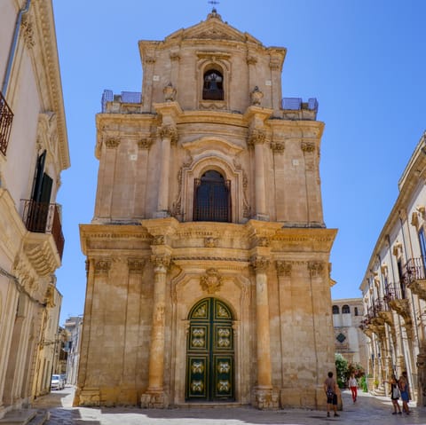 Explore the UNESCO-listed and Baroque town of Scicli, a short drive from the home