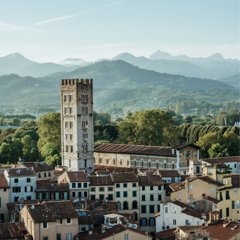 Walk a few minutes to the iconic Luccan city walls