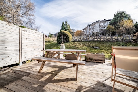 Pull up a bench and eat alfresco in the Alpine air