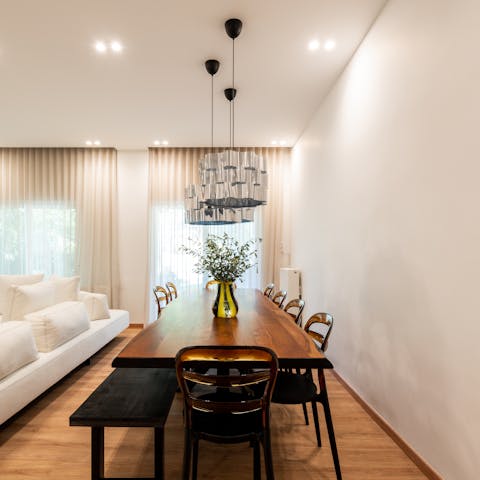 Enjoy a Meze feast at the huge dining table