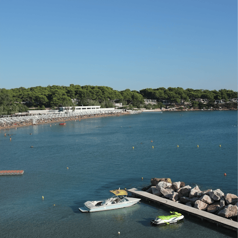 Swim in the sea at Kavouri Beach – just a three-minute stroll away