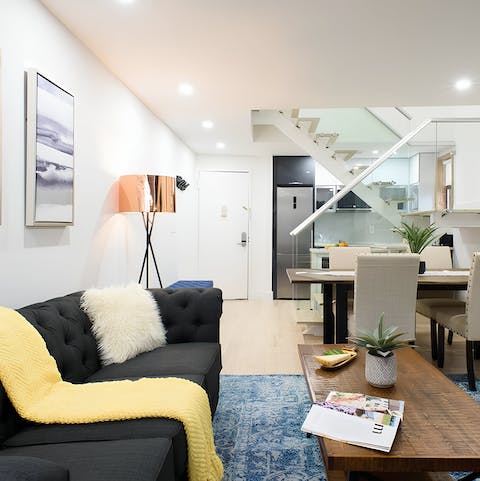 Read, relax or catch up on work in the cosy living room