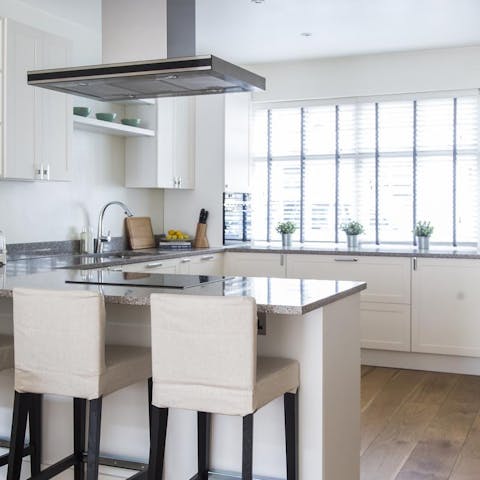 Plan a night in and cook dinner in the large open plan kitchen