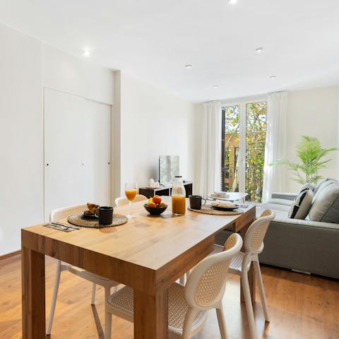 Start the day with a leisurely breakfast at the dining table