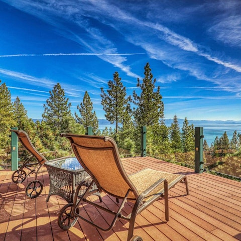 Stretch out on the loungers and admire the lake views