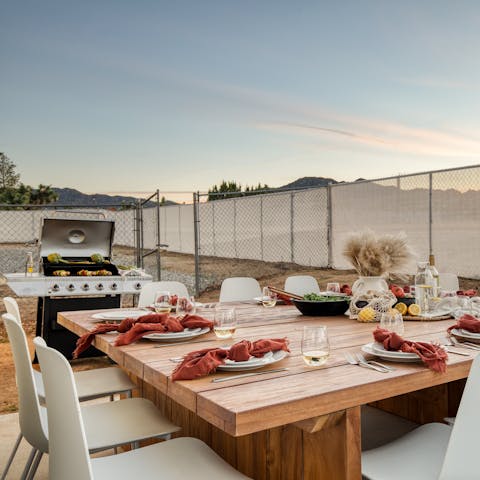 Light the gas grill and whip up a feast for the whole gang to enjoy outdoors