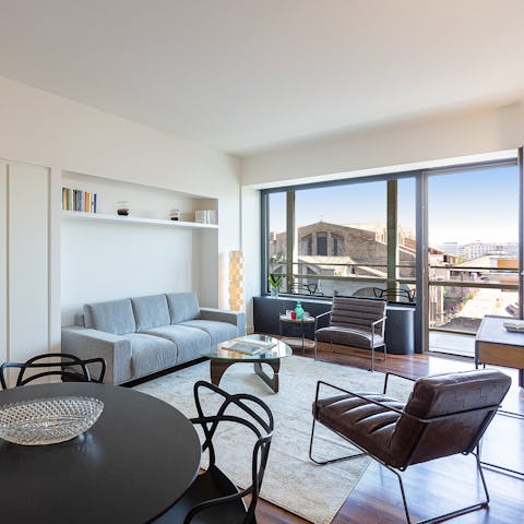 Relax in the bright living and dining space