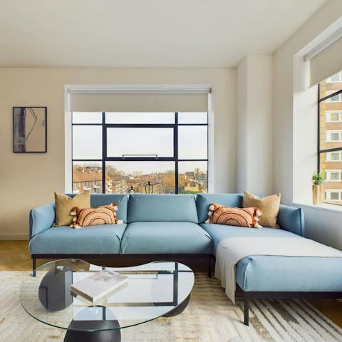 Kick back in the bright living area after a long day on your feet