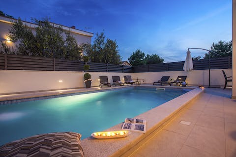 Cool off from the Croatian heat at any time of day in the private pool