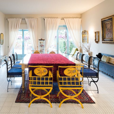 Admire the stunning collection of furniture and artworks throughout the house