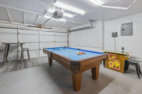 Rack up a game of pool in the converted garage