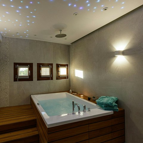 Sink into relaxation in the indoor hot tub