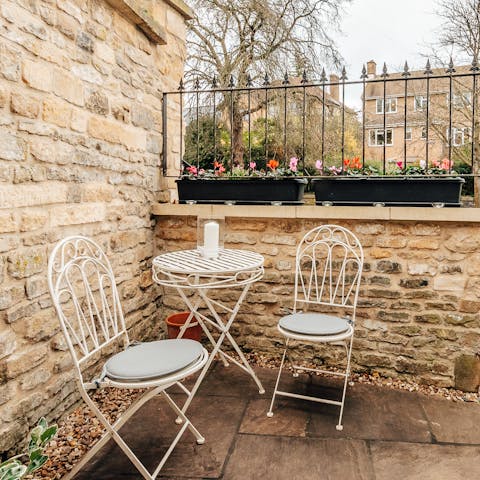 Pour yourself a cup of coffee and enjoy outside on the home's patio