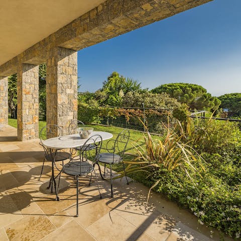 Take breakfast on the sunny terrace each morning