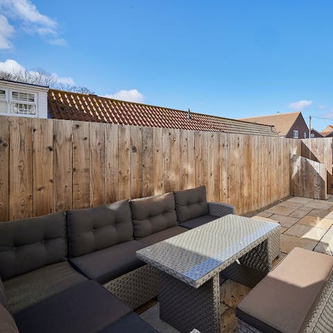 Start your morning with a coffee in the courtyard