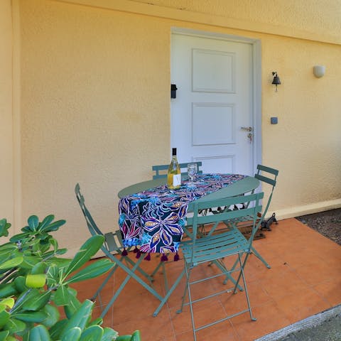 Enjoy a glass of wine on the private terrace