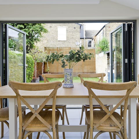 Gather everyone around the table for breakfast before heading out to explore the city