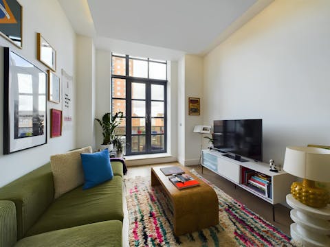 Settle down in the industrial-inspired lounge