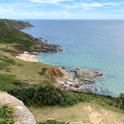 Drive ten minutes to Blackpool Sands, a pristine local beach