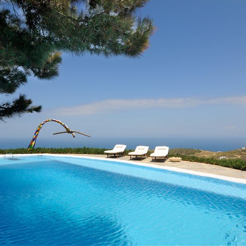 Swim in the private pool with the sea as your backdrop