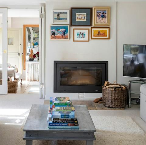Cosy up in front of the working fire in winter
