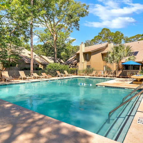 Take the plunge in the communal swimming pool